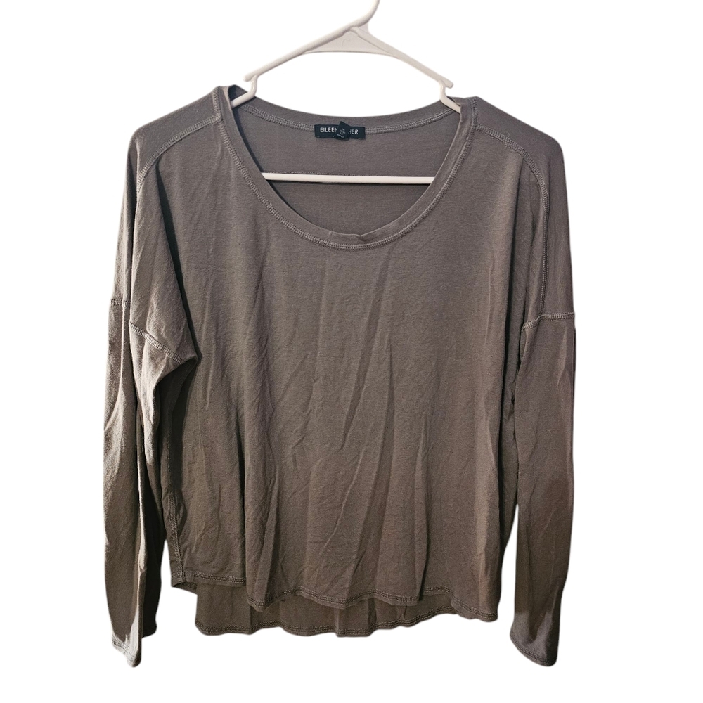 Eileen Fisher-Womens-Small-Gray-Long‎ Sleeve Tunic Top